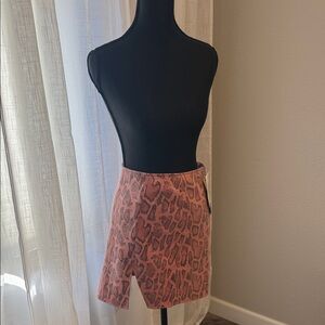 Motel Rocks Pink Snake Print Mini Skirt